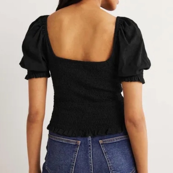 NEW Boden Puff Short Sleeve Square Neck black pullover semi fitted top blouse 8 - Picture 4 of 11